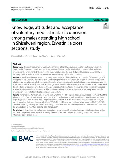 Pdf Knowledge Attitudes And Acceptance Of Voluntary Medical Male