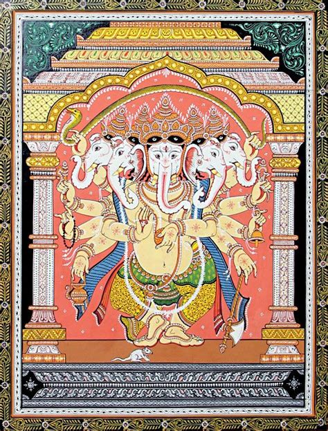 Panchamukhi Ganesha Paata Painting On Patti Ganesha Art Indian Art