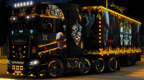 ETS2 EPIC SKULL TRAILER SKIN AND SCANIA S 8x4 TRUCK SKIN 1 43 ETS 2