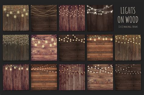 Rustic Fairy Lights On Wood Graphic Patterns Creative Market