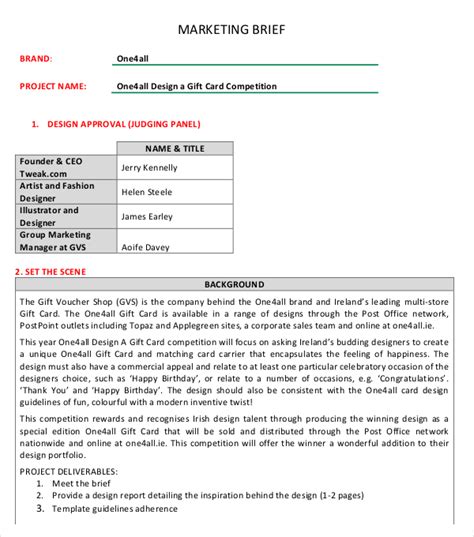 Marketing Brief Template Free Word Excel Documents Download