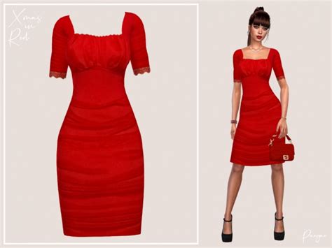 Xmas In Red Dress By Paogae At Tsr Sims 4 Updates
