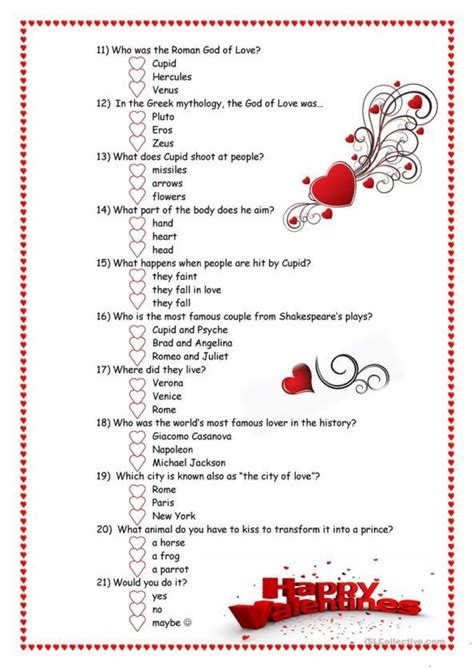 Free Printable Valentines Day Trivia Questions And Answers Printable