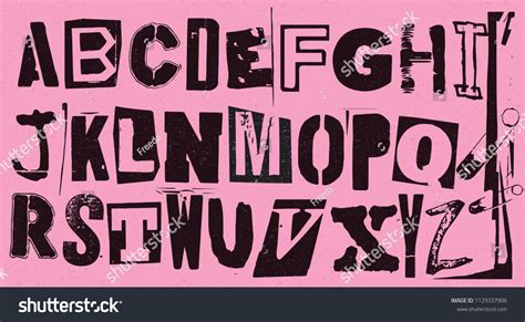 Punk Vector Alphabet Typography Specimen Set For Grunge Font Flyers And