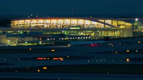 Atlanta Airport International Terminal Seen From The Air Field During