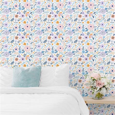 Peel And Stick Wallpaper Flower White Wallpaper Removable Etsy