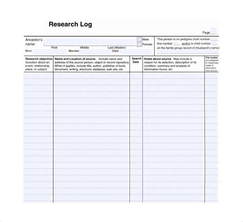 9 Research Log Templates To Download Sample Templates