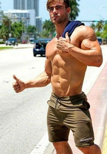 Shirtless Male Muscular Hard Body Hitchhiker Hunk Ripped Physique Photo