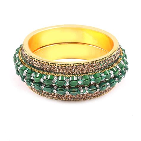 Buy Thar Gold Plated Grey Stone New Bridal Collection Kada Jewellery