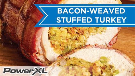 Bacon Wrapped Stuffed Turkey Breast Rotisserie PowerXL Air Fryer Oven