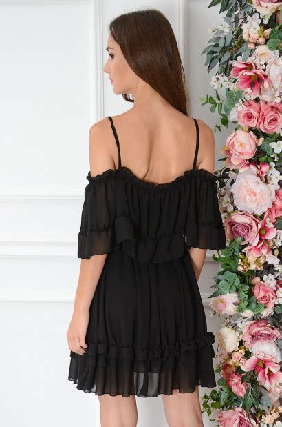 sukienka szyfonowa hiszpanka czarna sukienki na wesele sklep cocomoda pl
