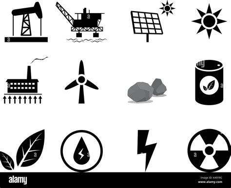 Set Of Electricity Generation Icon For Infographic Vector Stock Vector