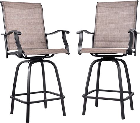 Emerit Outdoor Swivel Bar Stools Bar Height Patio Chairs Set Of 2 Bar