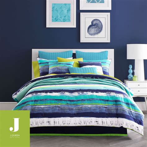 Tommy hilfiger has created a line of full size comforter sets that are masculine and bold. Cordoba Teal Comforter Bedding from J by J Queen New York