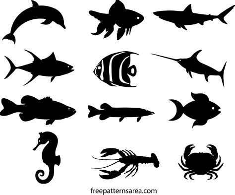 Fish Silhouette Vectors And Printable Templates Freepatternsarea