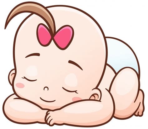 Dibujos Animados Bebé Durmiendo Vector Premium