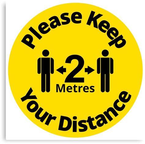 Please Keep Your Distance 2 Metres Rounded Sign Black And Yellow