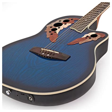 Deluxe Roundback Electro Acoustic Guitar By Gear4music Blue Burst