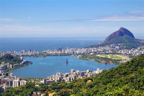 Rio De Janeiro Brazil View Of The Lagoon From Mount Corcovado Stock