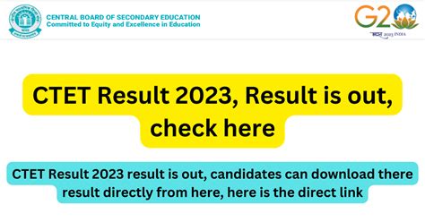 CTET Result 2023 Out Direct Link Cbseresults Nic In