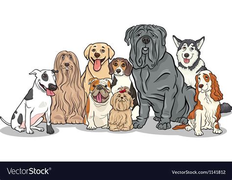 Purebred Dogs Group Cartoon Vector Image On Vectorstock Dog