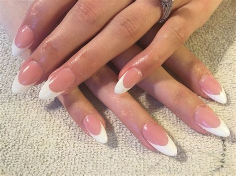 French Almond Shaped Nails French Nails White Tip Nails Almond