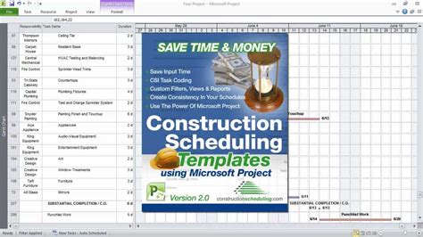 Ms Project Sample Construction Schedule Task List Templates