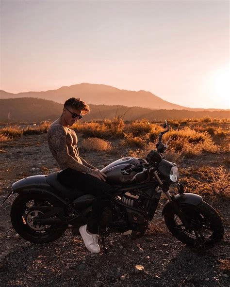 Shirtless Muscle Abs Pecs Sunglasses Desert Motorcycle Johnny Edlind