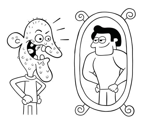 cartoon ugly man looks in the mirror and thinks he is so handsome vector illustration 2779977