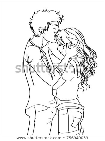 Check out our couple kiss line art selection for the very best in unique or custom, handmade pieces from our prints shops. Line Art Sketch Young Beautiful Couple Stock Vector ...