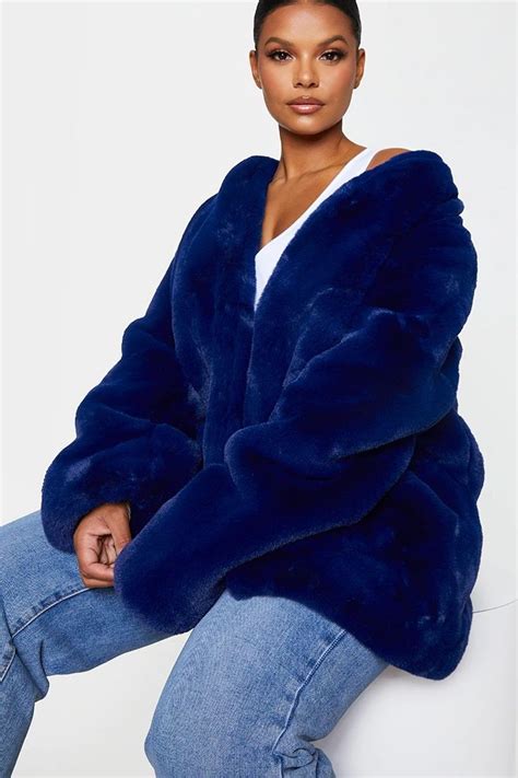 Plus Blue Faux Fur Coat Blue Faux Fur Coat Coat Fur Coat