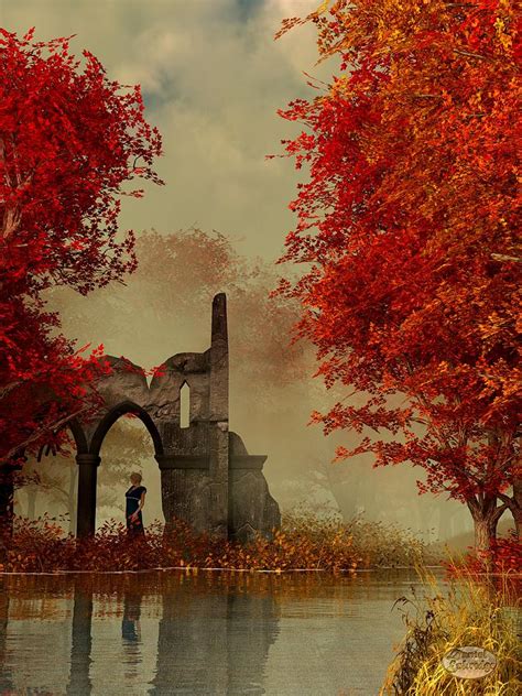 Ruins In Autumn Fog Digital Art By Daniel Eskridge