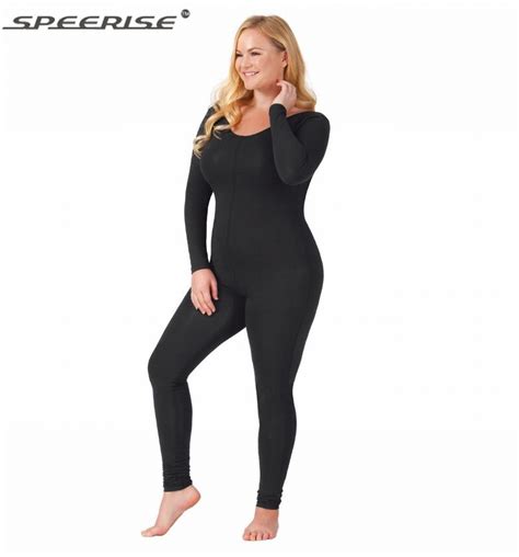 Adult Plus Size Scoop Neck Long Sleeve Lycra Spandex Dance Unitard