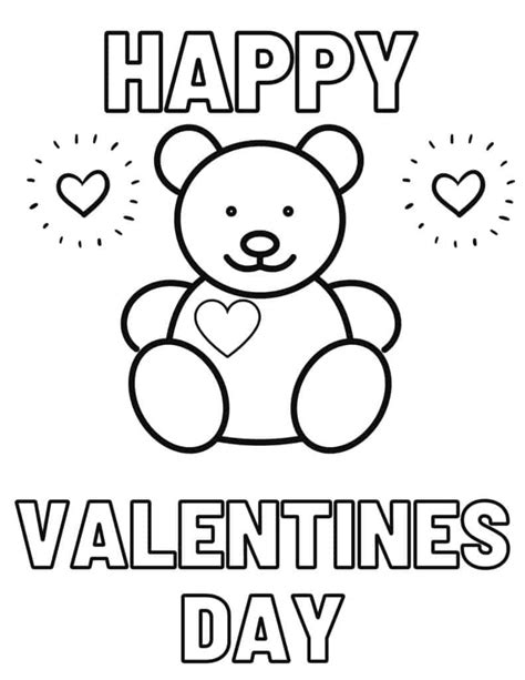 Teddybeer In Happy Valentine S Day Kleurplaat Kinderen Kleurplaat