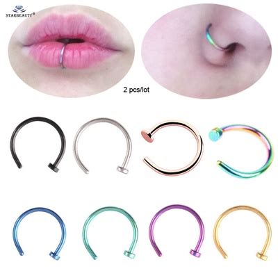 Hot 2 Pcs Lot 20G 0 8x6 8 10mm Thin BCR Piercing For Labret Lip Helix