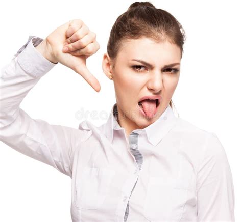 Woman Showing Thumbs Down Stock Image Image Of Isolated 142037291