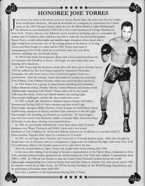 Jose Torres New Jersey Boxing Hall Of Fame