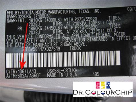 Locating Your Paint Code Dr Colorchip Australia