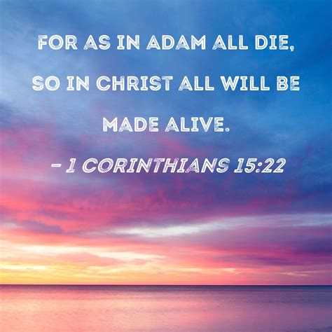 1 Corinthians 1522 For As In Adam All Die So In Christ All Will Be