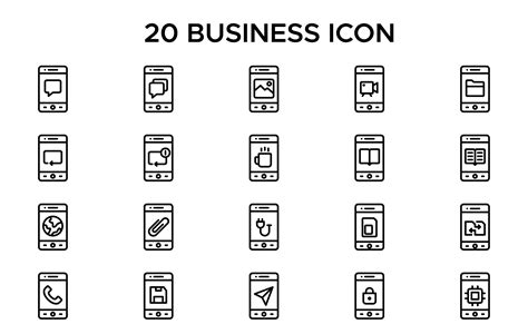 20 Smartphone Icon Set Graphic By Captoro · Creative Fabrica