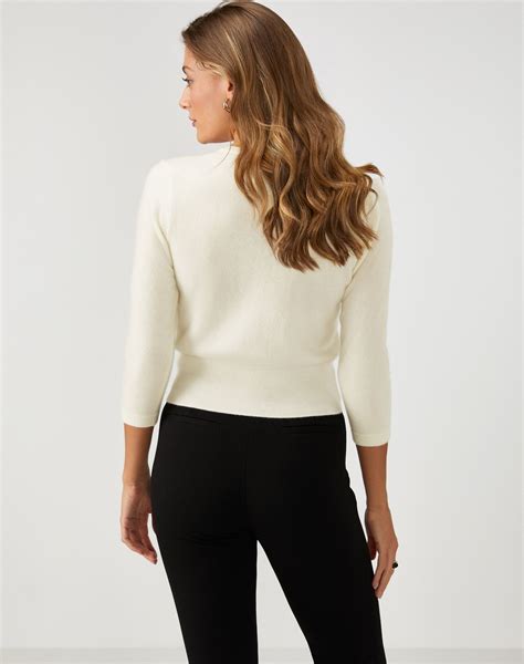 Soft White Cashmere Cropped Cardigan Pure Collection