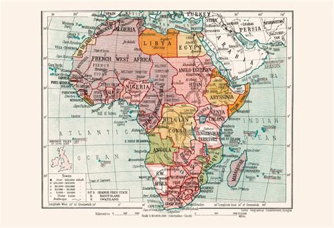 Vintage Africa Map Vintage Map Of Africa Retro Historical Etsy
