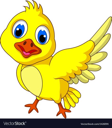 Cute Yellow Bird Cartoon Posing Royalty Free Vector Image