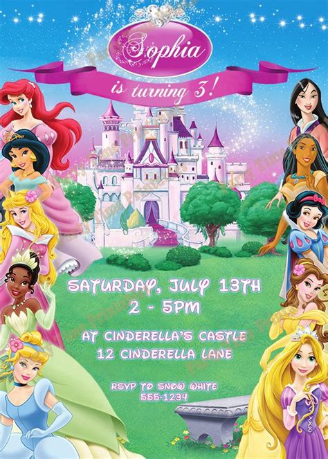 Printable Disney Princess Birthday Invitations More Disney Princess