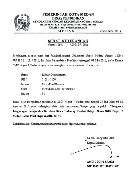 Contoh Surat Penerimaan Ijin Penelitian Skripsi  Contoh Surat Balasan