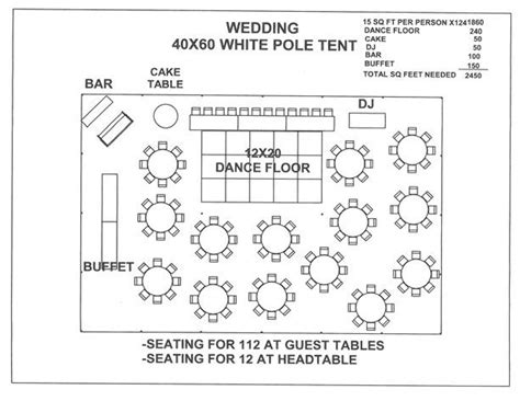 47 Seating Layout For 40 X 60 Tent