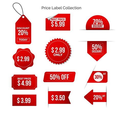 Pack Of Red Price Labels With With Letters Download Free Vectors
