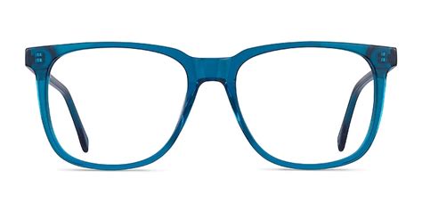 Latitude Square Clear Blue Full Rim Eyeglasses Eyebuydirect