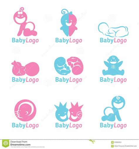 Blue And Pink Baby Logo Vector Design Stock Vector Illustration Of