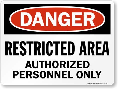 Osha Danger Restricted Area Authorized Personnel Only Sign Sku S 7155